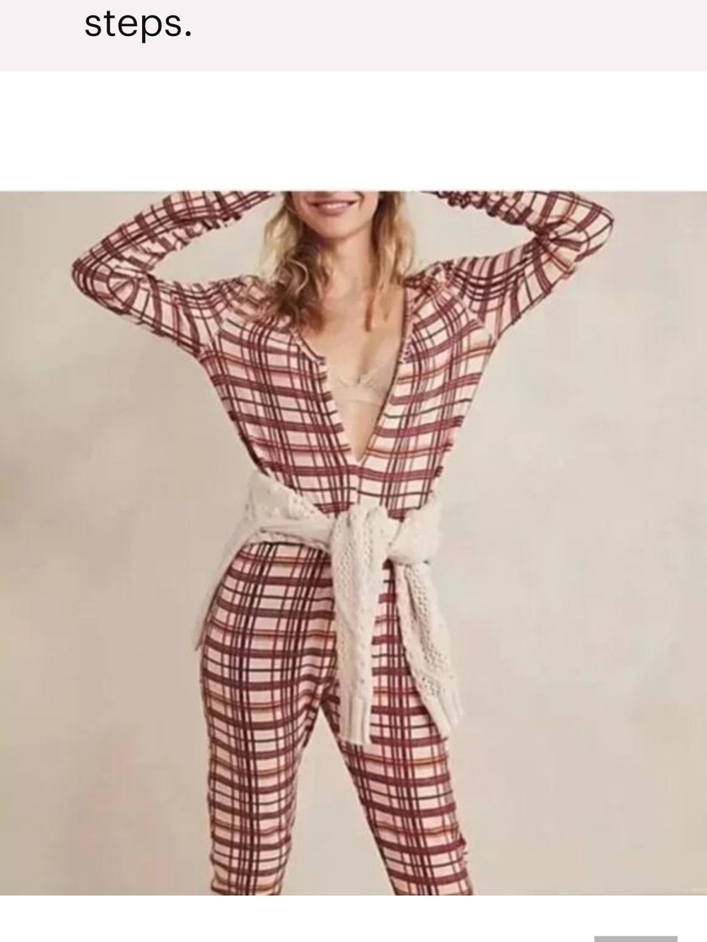 Free People Intimately Free Home Alone Long Johns in beige XS $98 Msrp
